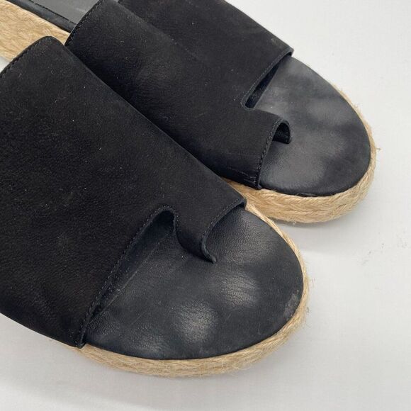 Eileen Fisher Tarry Espadrille Wedge Slide Black Suede Platform Wedge Sandals 11 - Picture 7 of 9